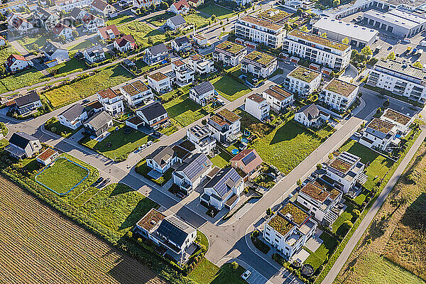 Germany  Baden-Wurttemberg  Holzgerlingen  Aerial view of modern suburb