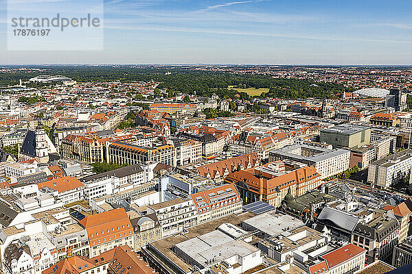 Germany  Saxony  Leipzig  Aerial view of city center