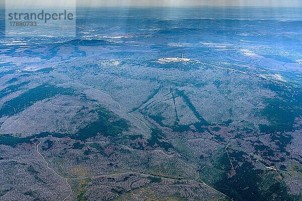 Luftbild Harz mit Brocken  Waldsterben  Sachsen-Anhalt  Niedersachen  Deutschland  Europa