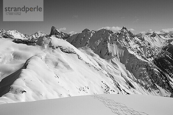 Malerische Aussicht auf schneebedeckte Berggipfel  Selkirk Mountains  Kanada