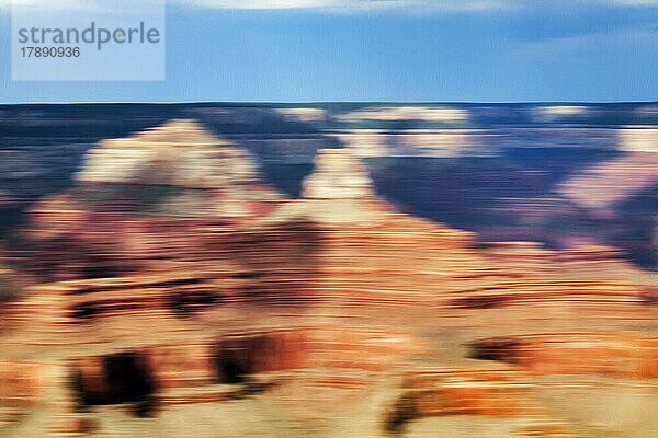 Felsformationen von der Morgensonne beleuchtet  Grand Canyon  Wischeffekt  Illustration  Grand Canyon Nationalpark  South Rim Trail  Arizona  USA  Nordamerika