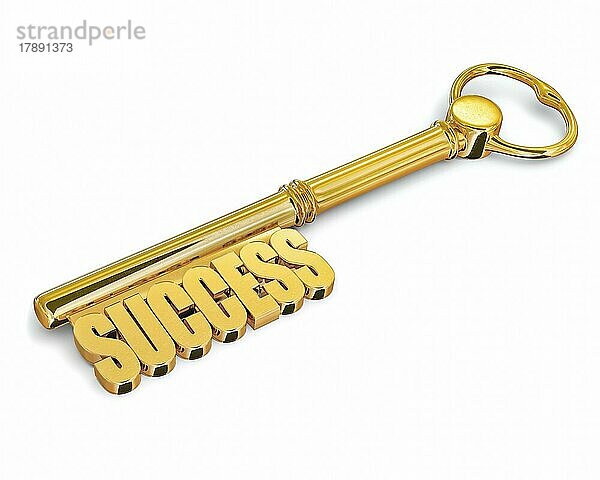 Erfolg Reichtum Wohlstand Konzept  goldenen Schlüssel zum Erfolg von Gold vor weißem Hintergrund gemacht