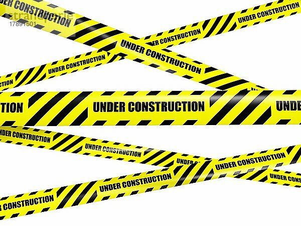 Under Construction Konzept Hintergrund  gelbe Warnung Vorsicht Band auf weißem Hintergrund