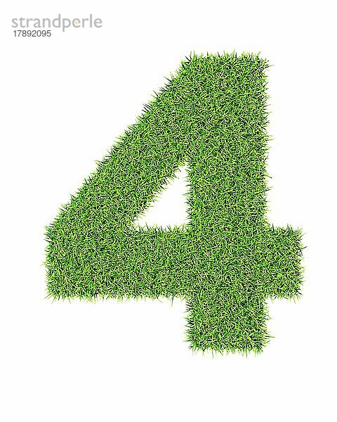 Gras Nummer 4 vier  Ökologie umweltfreundliches Konzept Zeichen Typ