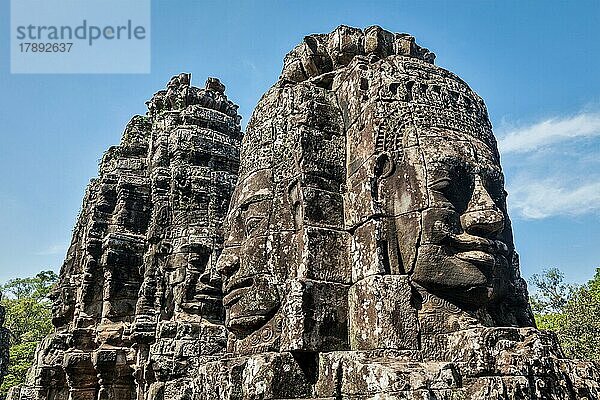 Antike Steinwände des Bayon-Tempels  Angkor  Kambodscha  Asien