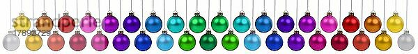 Weihnachten viele Weihnachtskugeln Banner Weihnachts Kugeln Farben Dekoration hängen Freisteller freigestellt isoliert Deko