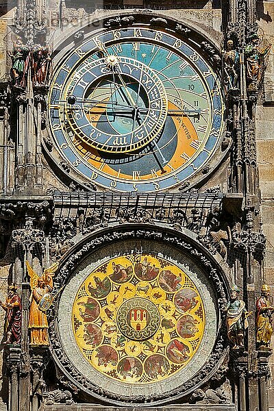 Astronomische Uhr am Rathaus. Prag  Tschechische Republik  Europa