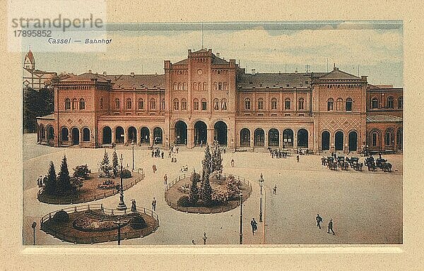 Bahnhof in Kassel  Hessen  Deutschland  Ansicht von ca 1910  digitale Reproduktion einer gemeinfreien Postkarte  Europa