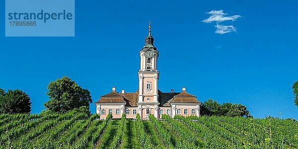 Zisterzienser Kloster am Bodensee barocke Wallfahrtskirche Kirche Panorama in Birnau  Deutschland  Europa