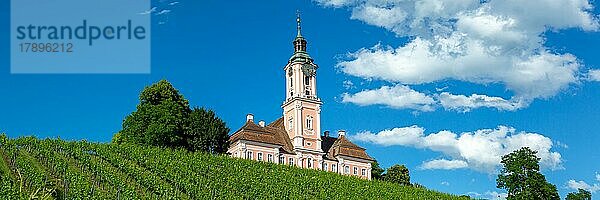 Zisterzienser Kloster am Bodensee barocke Wallfahrtskirche Kirche Panorama in Birnau  Deutschland  Europa
