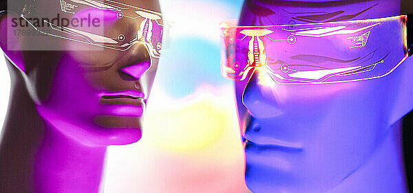 Digital generiertes Bild von Cyborgs mit intelligenten Brillen