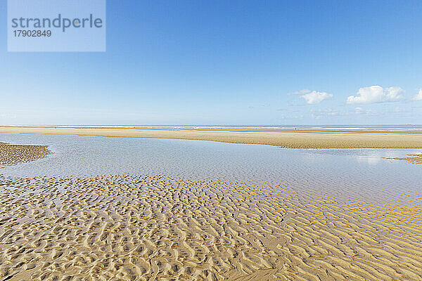 Belgium  West Flanders  Rippled beach during low tide