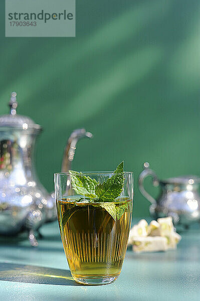Glass of tea with mint
