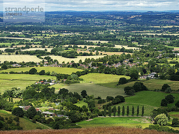 Blick über Herefordshire vom Herefordshire Beacon  Herefordshire  England  Vereinigtes Königreich  Europa