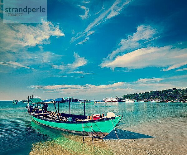 Vintage Retro-Effekt gefiltert Hipster-Stil Bild der Boote in Sihanoukville  Kambodscha  Asien