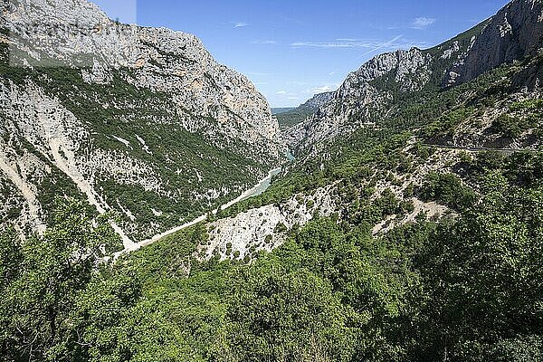 Blick in die Verdonschlucht  Grand Canyon du Verdon  Département Alpes-de-Haute-Provence  Provence  Frankreich  Europa