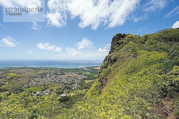 Sleeping Giant (Nounou Mountain) East Trail mit Blick auf Wailua  Kauai  Hawaii  USA  Nordamerika
