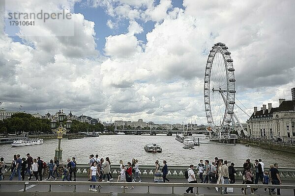Themse mit London Eye  London  England  Großbritannien  Europa