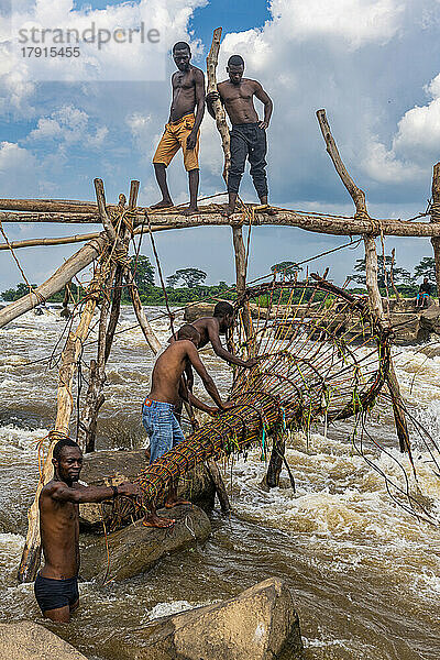 Indigene Fischer vom Stamm der Wagenya  Kongo-Fluss  Kisangani  Demokratische Republik Kongo  Afrika