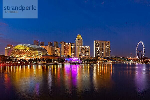 Singapur Stadtbild Skyline Nachtpanorama