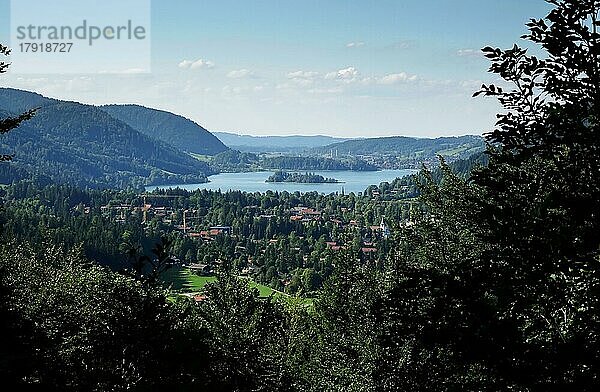 Blick zum schönen Schliersee im August  Voralpen  Bayern  Deutschland  Europa