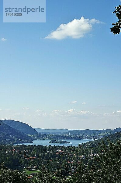 Blick zum schönen Schliersee im August  Voralpen  Bayern  Deutschland  Europa