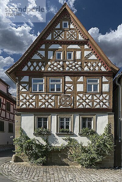 Historisches Wohnhaus mit Fachwerk von 1586  Zeil am Main  Unterfranken  Bayern  Deutschland  Europa