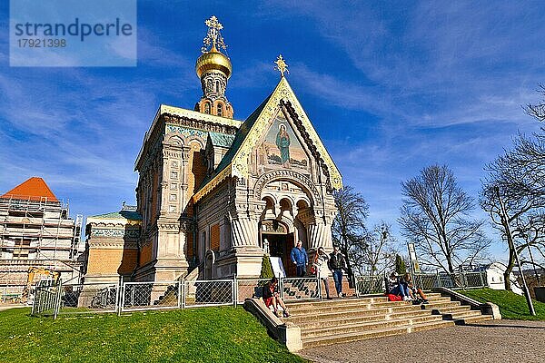 Die Russische Kapelle  bekannt als St. Maria Magdalena Kapelle  eine historische russische orthodoxe Kirche der Wiedergeburt in Darmstadt  Darmstadt  Deutschland  Europa