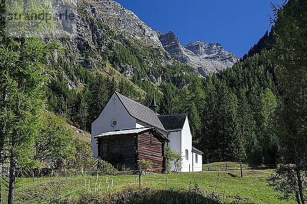 Wallfahrtskapelle Heiligkreuz im Lengtal  Binntal  Wallis  Schweiz  Europa