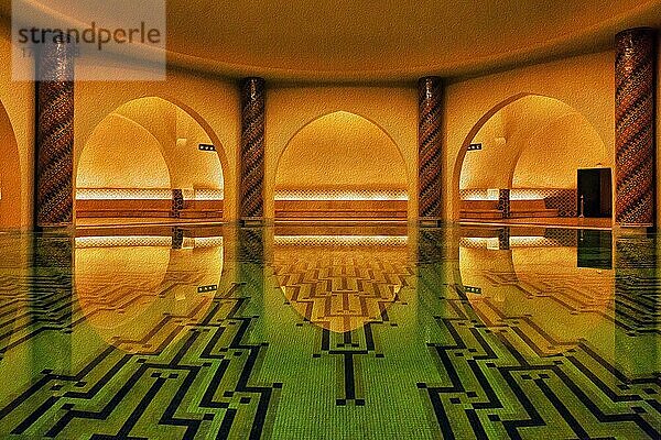 Hamam der Hassan-II. -Moschee  Architektur  Innenaufnahme  Illustration  Casablanca  Marokko  Afrika