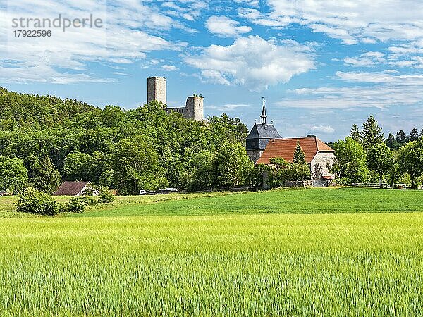 Ruine der Burg und Dorfkirche von Ehrenstein  Stadtilm  Thüringen  Deutschland  Europa