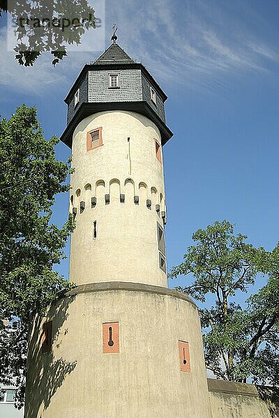 Historischer Wartturm Galluswarte  Turm  Gallus  Main  Frankfurt  Hessen  Deutschland  Europa