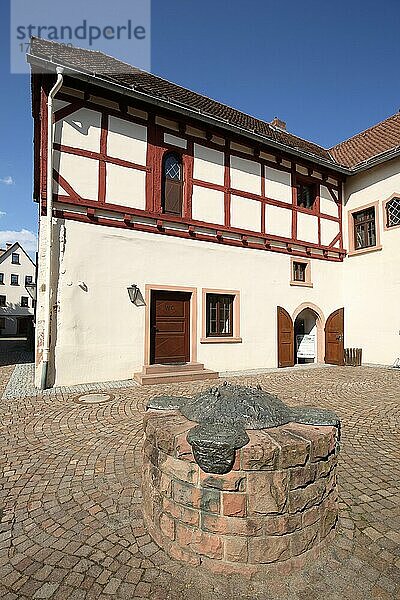 Museum mit Brunnen an der Kaiserpfalz  Gelnhausen  Hessen  Deutschland  Europa