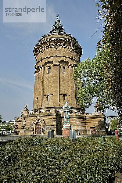 Wasserturm erbaut 1889 und Wahrzeichen  Friedrichplatz  Mannheim  Hessen  Deutschland  Europa