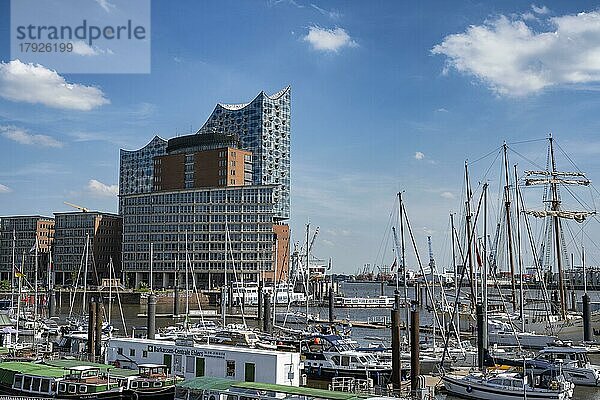 Blick über den Niederhafen zur Speicherstadt und Elbphilharmonie  Hamburg  Deutschland  Europa