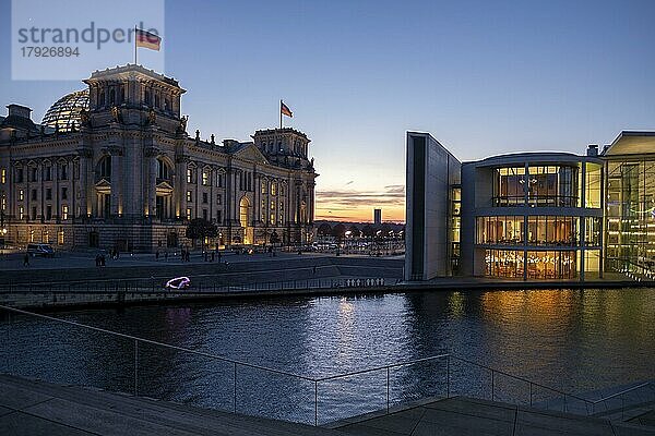 Deutschland  Berlin  17. 01. 2020  Reichstagsgebäude  Sitz des Deutschen Bundestag  Paul-Löbe-Haus (re.)  Spree  Europa