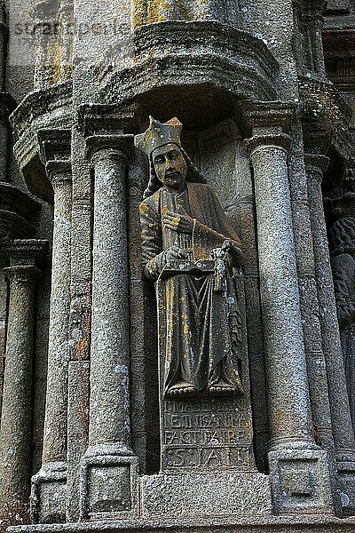 Saint-Thegonnec  Calvaire im Umfriedeten Pfarrbezirk  Detail  Bretagne  Frankreich  Europa