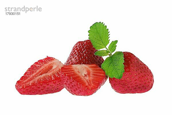 Frische Erdbeere vor weißem Hintergrund
