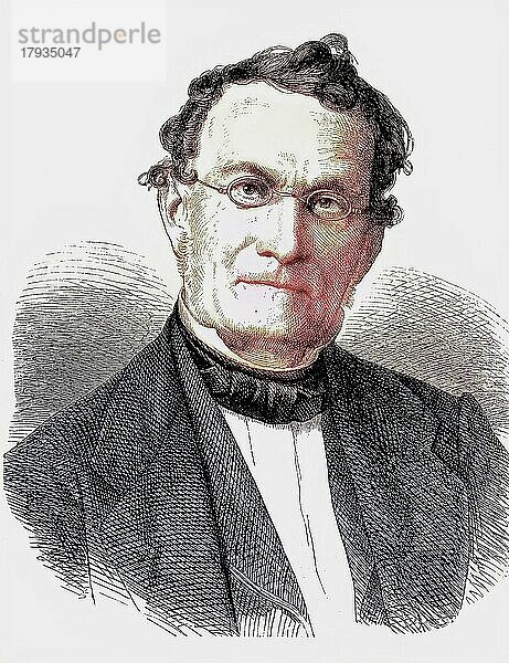 Albert Gottlieb Methfessel  1785 bis 1869  ein deutscher Komponist und Dirigent  historischer Holzstich  1886  digital restaurierte Reproduktion einer Originalvorlage aus dem 19. Jahrhundert  genaues Originaldatum nicht bekannt  coloriert