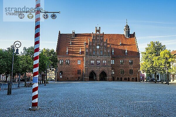 Maibaum vor Rathaus Jüterbog  Brandenburg  Deutschland  Europa