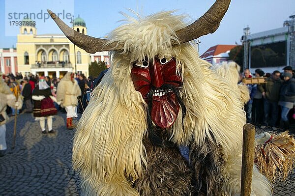 Buso auf dem Sonntagsumzug des Busojaras Frühlingsfestes 2010 Mohacs Ungarn - Archivfotos  Mohacs  Ungarn  Europa