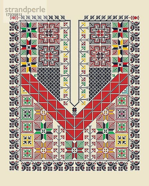 Vektor-Muster-Design mit palästinensischen traditionellen Stickerei Motiv