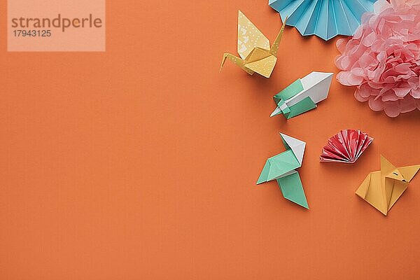 Hohe Winkel Ansicht Origami Papier Kunsthandwerk orange Oberfläche