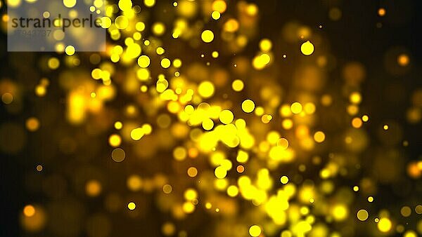 Abstraktes goldenes Bokeh mit schwarzem Hintergrund. 3d Rendering