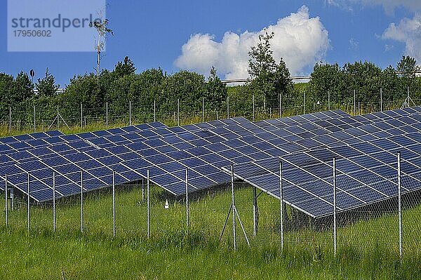 Eine Photovoltaikanlage  auch PV-Anlage mit Schutzzaun  bei Kempten  Allgäu  Bayern  Deutschland  Europa