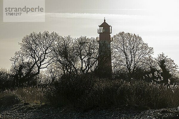 Leuchtturm im Gegenlicht  Falshöft  Schleswig-Holstein  Deutschland  Europa