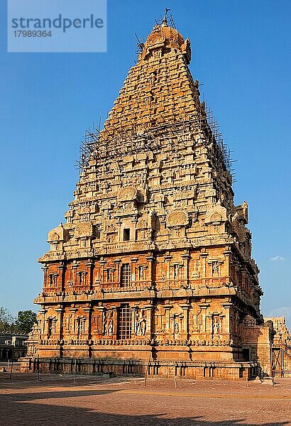 Berühmter Brihadishwarar-Tempel in Tanjore (Thanjavur)  Tamil Nadu  Indien  UNESCO-Weltkulturerbe und religiöse Pilgerstätte Größter der großen lebenden Chola-Tempel  Asien