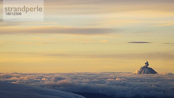 Ansicht eines aktiven Stratovulkans bei Sonnenaufgang  Sangay  Sangay N. P. Anden  Ecuador  Südamerika