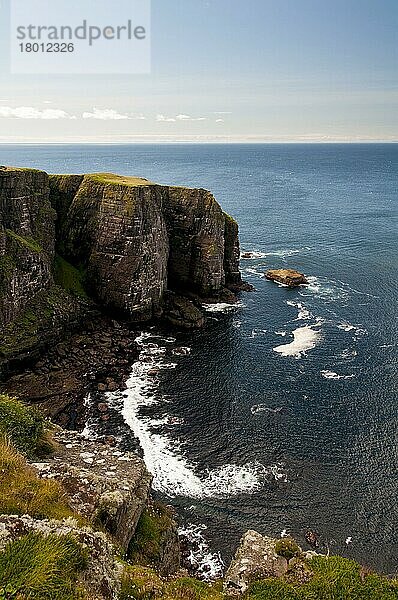 Blick auf die Meeresklippen aus torridonischem rotem Sandstein im Nordwesten der Insel  Handa  Sutherland  Schottland  August