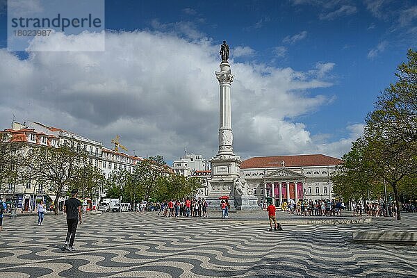 Säule  Rossio-Platz  Altstadt  Lissabon  Portugal  Europa